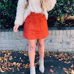 J Crew Cashmere Wool Blend Tangerine Burnt Orange Mini Skirt 0